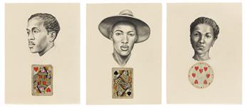 WHITFIELD LOVELL (1959 - ) Three drawings (Card Series).